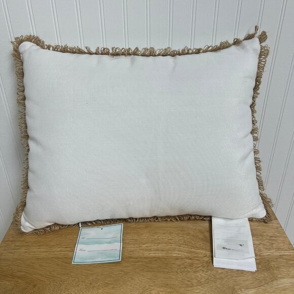 Crab Nautical Throw Pillow with Burlap Fringe 18" x 14" - NEW - Picture 3 of 4